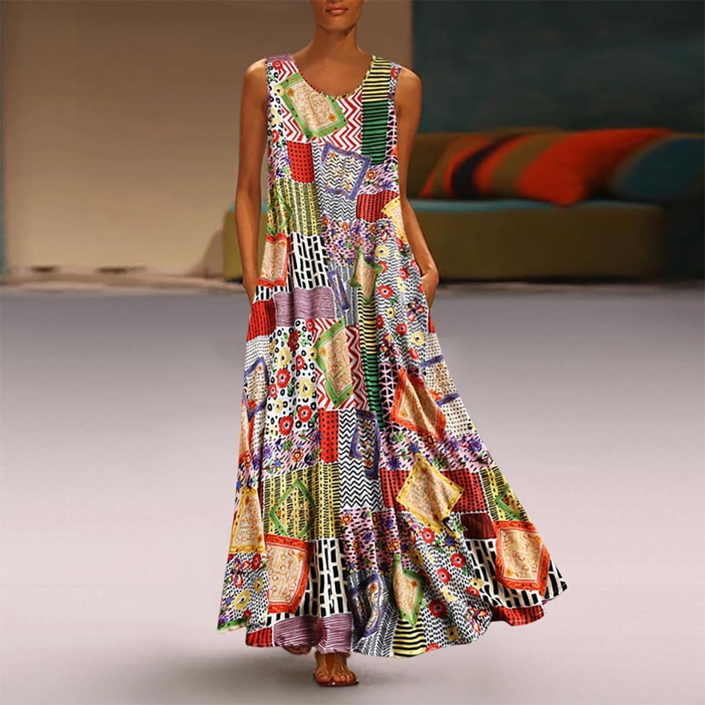 Loose Maxi Dress Floral Printing 