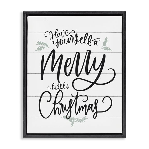 Stupell Industries Rustic Lodge Merry Little Christmas Planked Phrase Black Floating Frame Canvas Art, 17 x 21, by Lettered and Lined