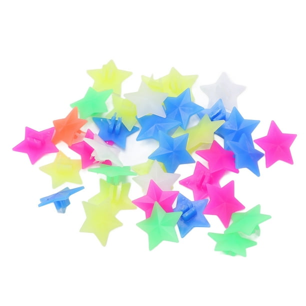 36 cuentas de plástico para radios de bicicleta, para niños, con forma de estrella de cinco puntas.