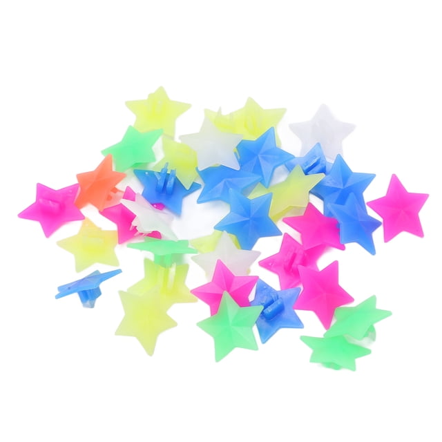 36 cuentas de plástico para radios de bicicleta, para niños, con forma de estrella de cinco puntas.
