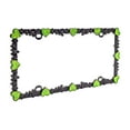 thumbnail image 4 of Creathome 3D Shining Daisy Heart License Plate Frame from Pure Zinc Alloy Metal Perfect Plate Holder, Matt Black with Green Glitter, Luminously Heart, 4 of 8