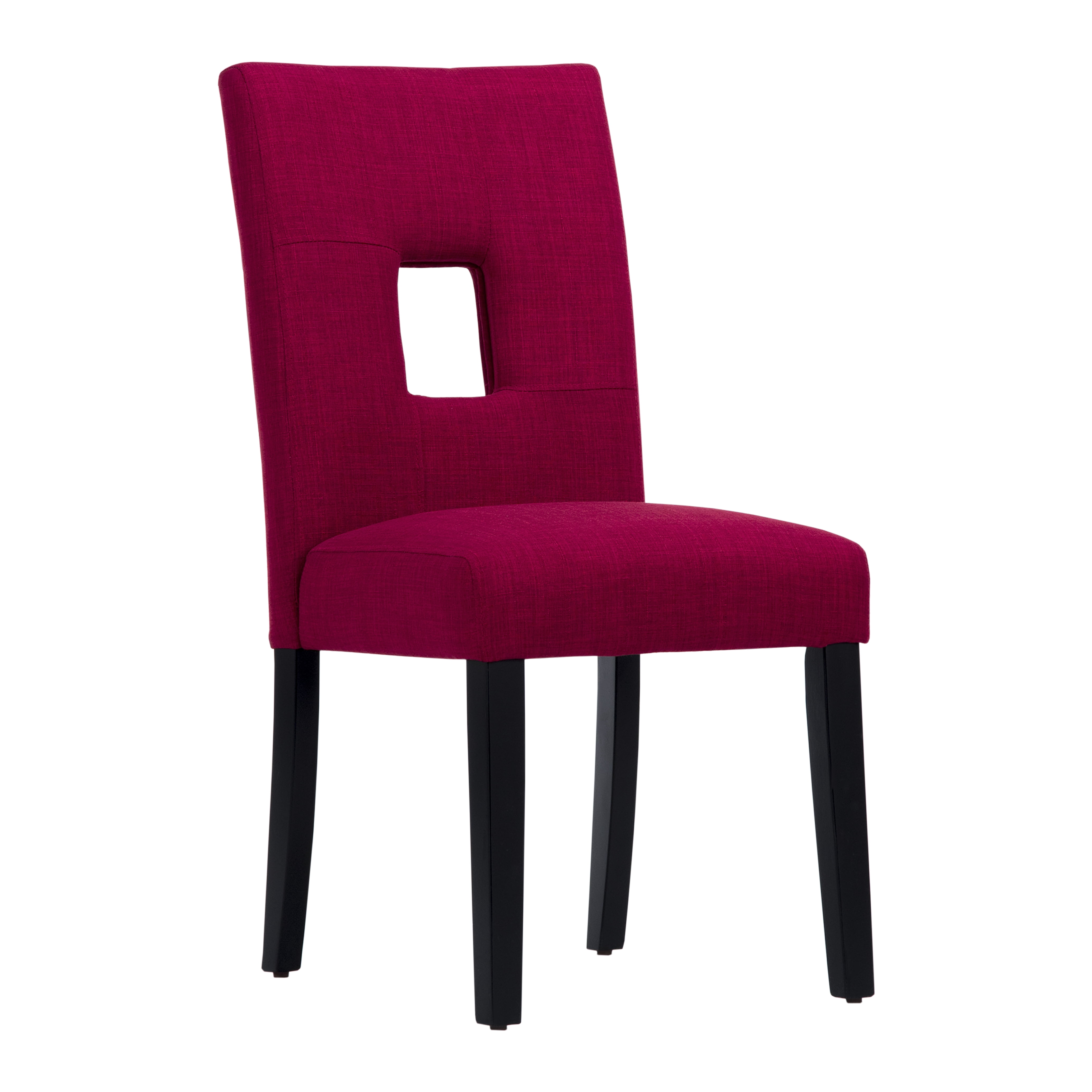 Weston Home Landen Keyhole Linen Dining Side Chair, Red (Set of 2)