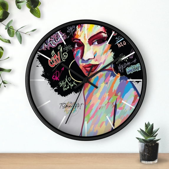 TSmartArt @ Walmart. Graffiti Chic 10" Black Analog Wall Clocks