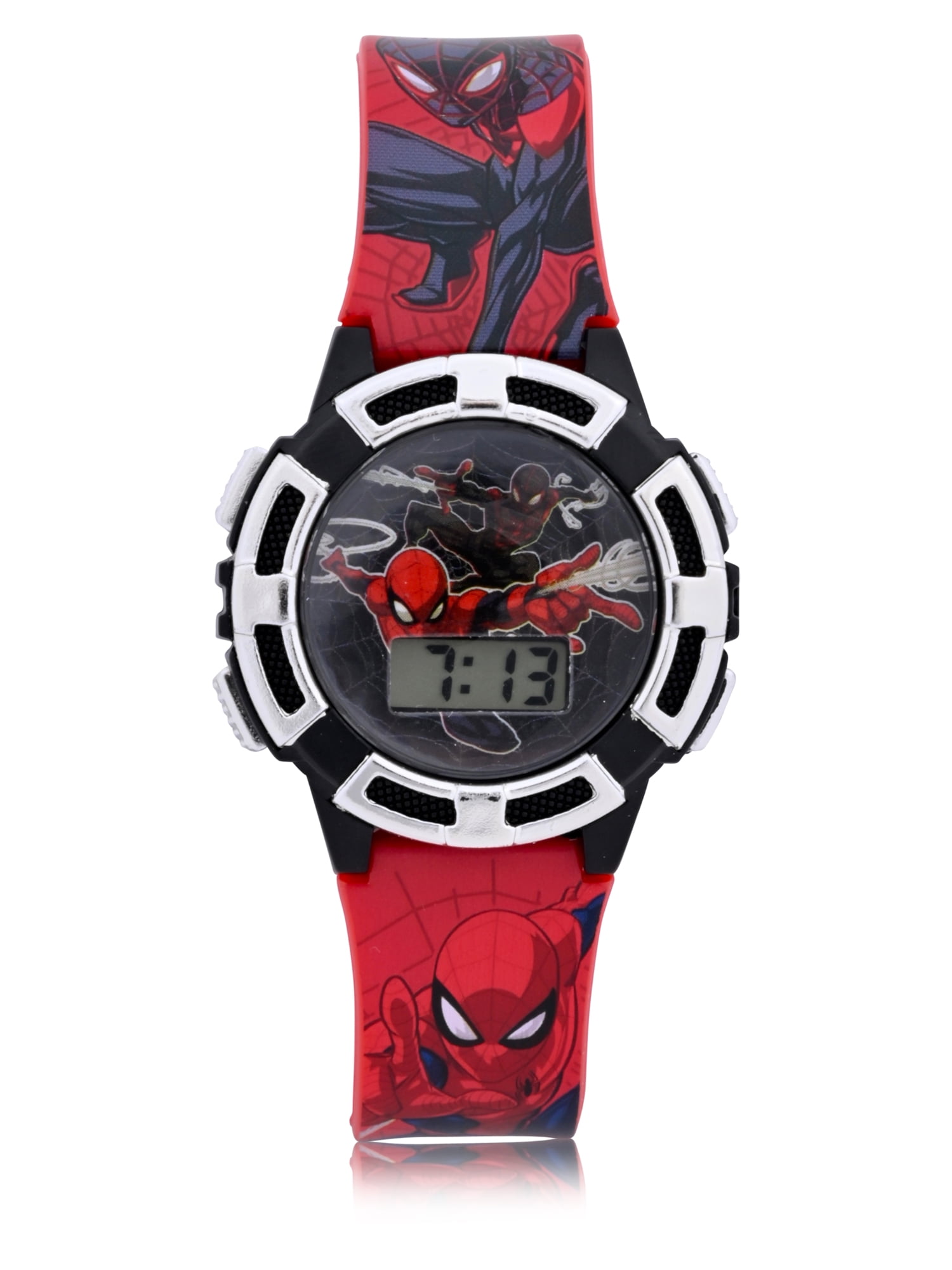 Spider-Man Childrens Unisex LCD Watch with Flashing Lights (SPD4933WM)