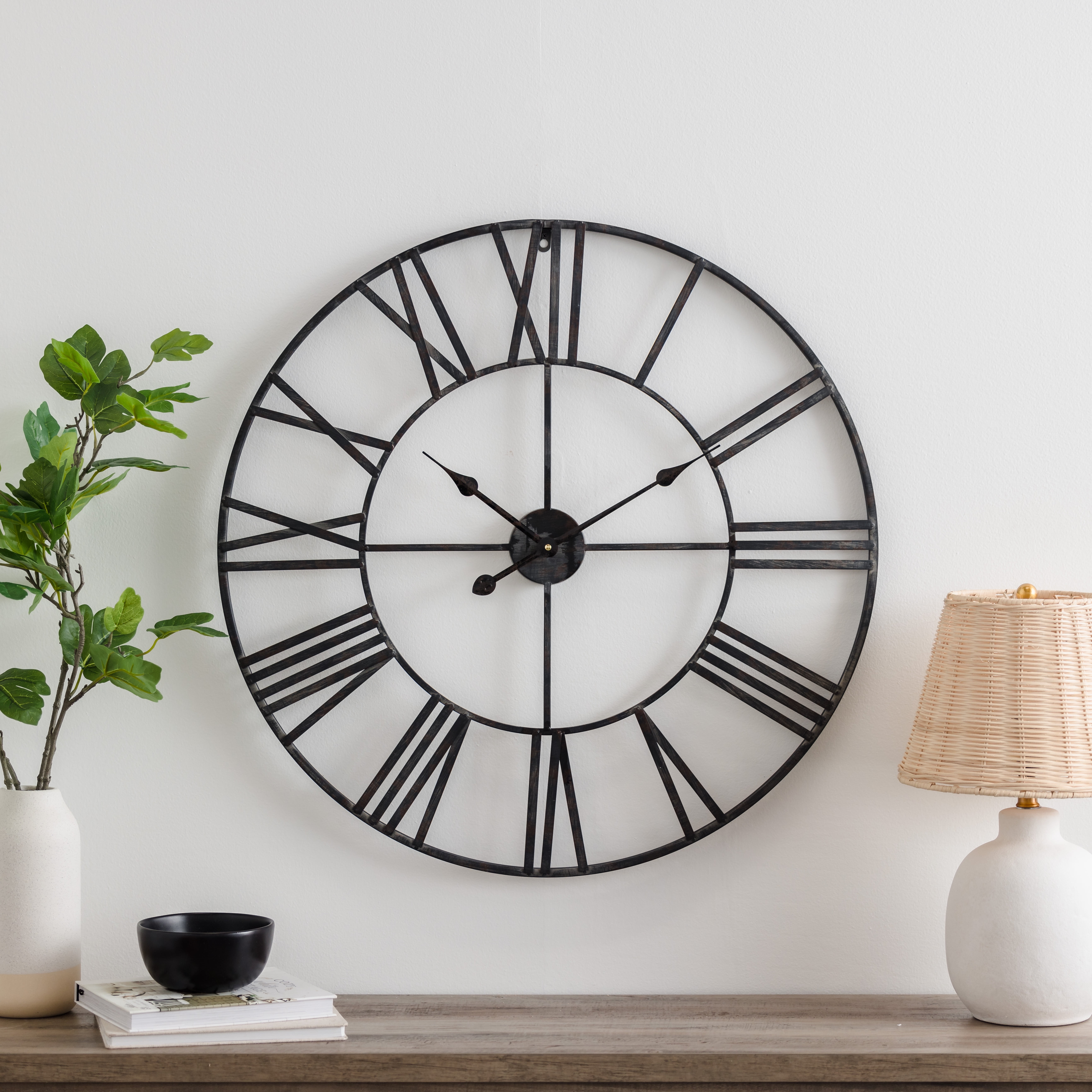Solange Round Metal Wall Clock - 30" Gray