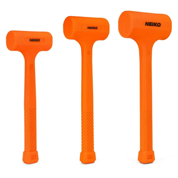 Set de martillos Dead Blow NEIKO 02888A, color naranja neón, 0,5 kg, 1 kg, 1,5 kg