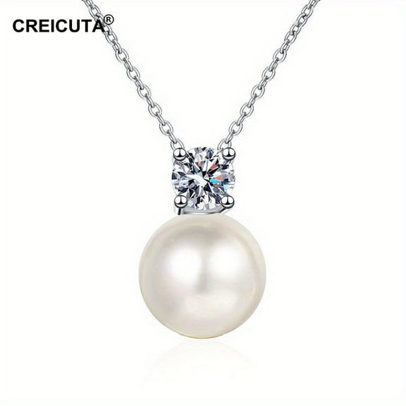 0.5ct Moissanite & Pearl Necklace - Elegant Unisex Jewelry, Perfect Gift for Mother's Day, Women & Men