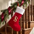 thumbnail image 3 of Unique Bargains Double Layer Modern Cozy Reindeer Christmas Stocking Letter S 18", 3 of 5