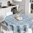 thumbnail image 2 of Boho Round Tablecloth Modern Minimalism Farmhouse Table Cover Geometric Navy Blue Table Cloth 60 Inch Waterproof Polyester Cloth Navy Blue Decorative for Home Kitchen Camping Party Dining, 2 of 6