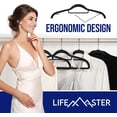 thumbnail image 4 of Lifemaster 20 Pcs. Dry Wet Clothes Hangers - Heavy Duty Coat Hanger Set with 360° Swivel Hook, Non-Slip, Space-Saving, Sleek Design - Accessory Tie Bar, Smart Strap Hooks, Non-Slip Pants Bar (Black), 4 of 8