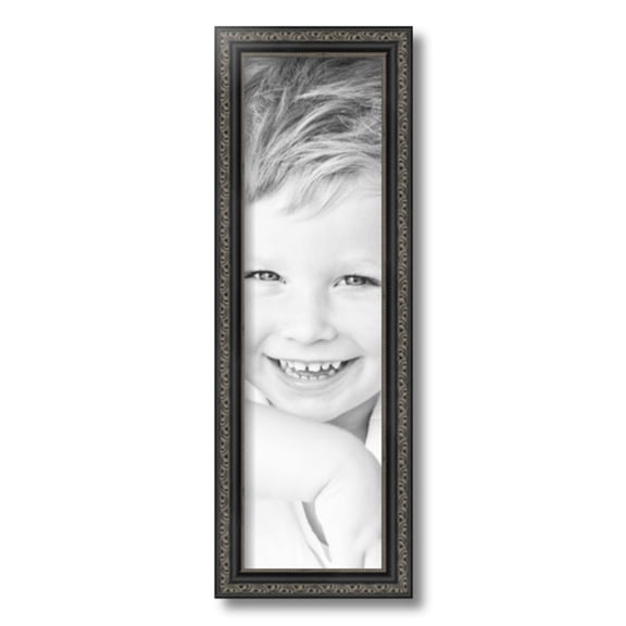 ArtToFrames 6" x 21" Antique Black Picture Frame, 6x21 inch Black Wood Poster Frame (WOM-5106)