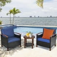 thumbnail image 4 of Giantex 3 Pieces Patio Furniture Set, Outdoor Rattan Sofa and Side Table with Solid Acacia Wood Frame, High Load Bearing Conversation Bistro Set with Washable and Removable Cushions, 4 of 10