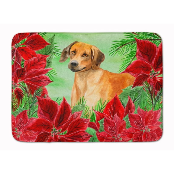 Rhodesian Ridgeback Poinsettas Machine Washable Memory Foam Mat