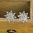 thumbnail image 5 of GHSOHS Sterling Silver Earrings Inlaid Diamond Snowflake Earrings Light Zircon Star Earrings Gold Plated Pendant Stud Earrings Jewelry Gift Dangly Earrings for Woman Fashion Earings, 5 of 7