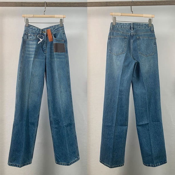 Ouyang Nana y Liu Yifei pantalones vaqueros de pierna ancha para mujer, pantalones largos hasta el suelo, cintura alta, ajuste suelto, Adelgazante y v