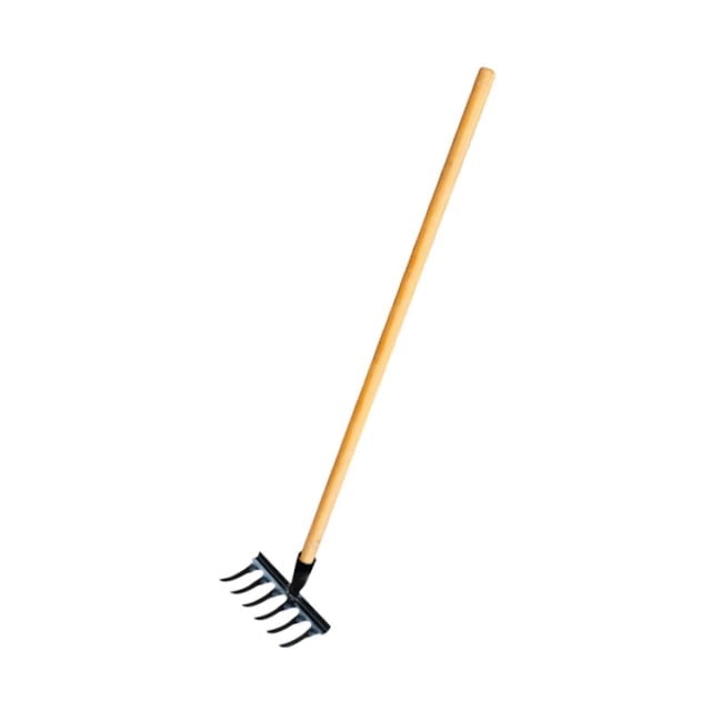 Almencla Garden Leaf Rake Wooden Handle Flower Bed Weeding Gathering Leaves Lawn Rake 6 Teeth 19x12x10cm