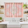 thumbnail image 2 of Pink Boho Kitchen Curtains 63 Inch Length, Vintage Abstract Tribal Decorative Oriental Grommet Top Bedroom Living Room Curtains, Light Filtering Cafe Curtain Drapes 2 Panels Set 104''x63'', 2 of 9