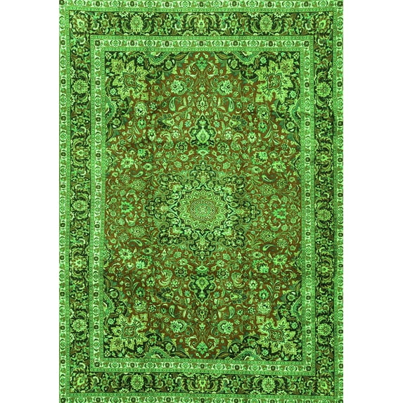 Ahgly Company Indoor Rectangle Persian Green Traditional Area Rugs, 5' x 8'