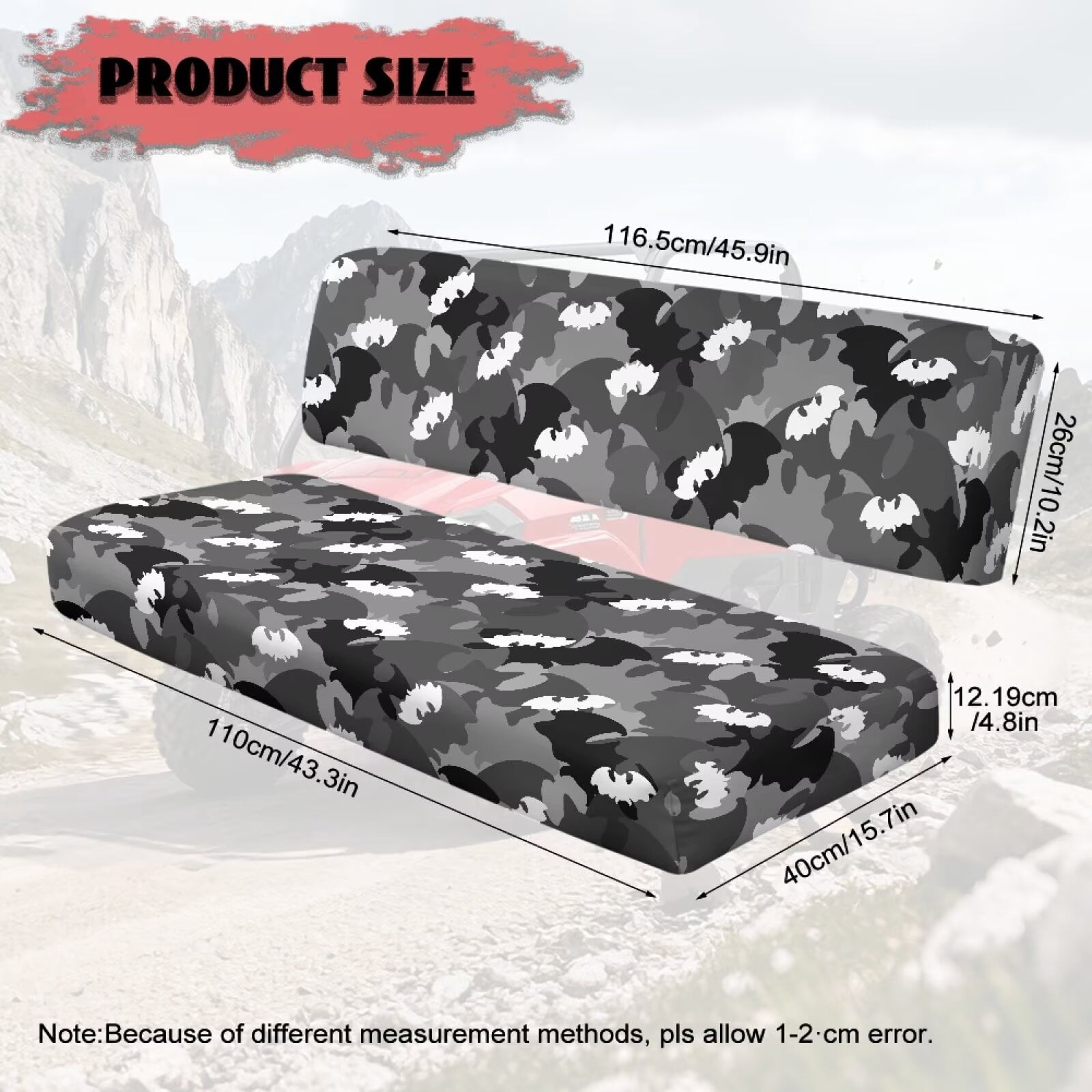 Uorisanigo Mule Seat Cover Anti-Slip Bat Camouflage UTV Front Bench Seat Cover Fit for Kawasaki Mule 3010 Diesel 4x4 2003-2008 UTV Pioneer Seats Accessories for All Seasons Windproof