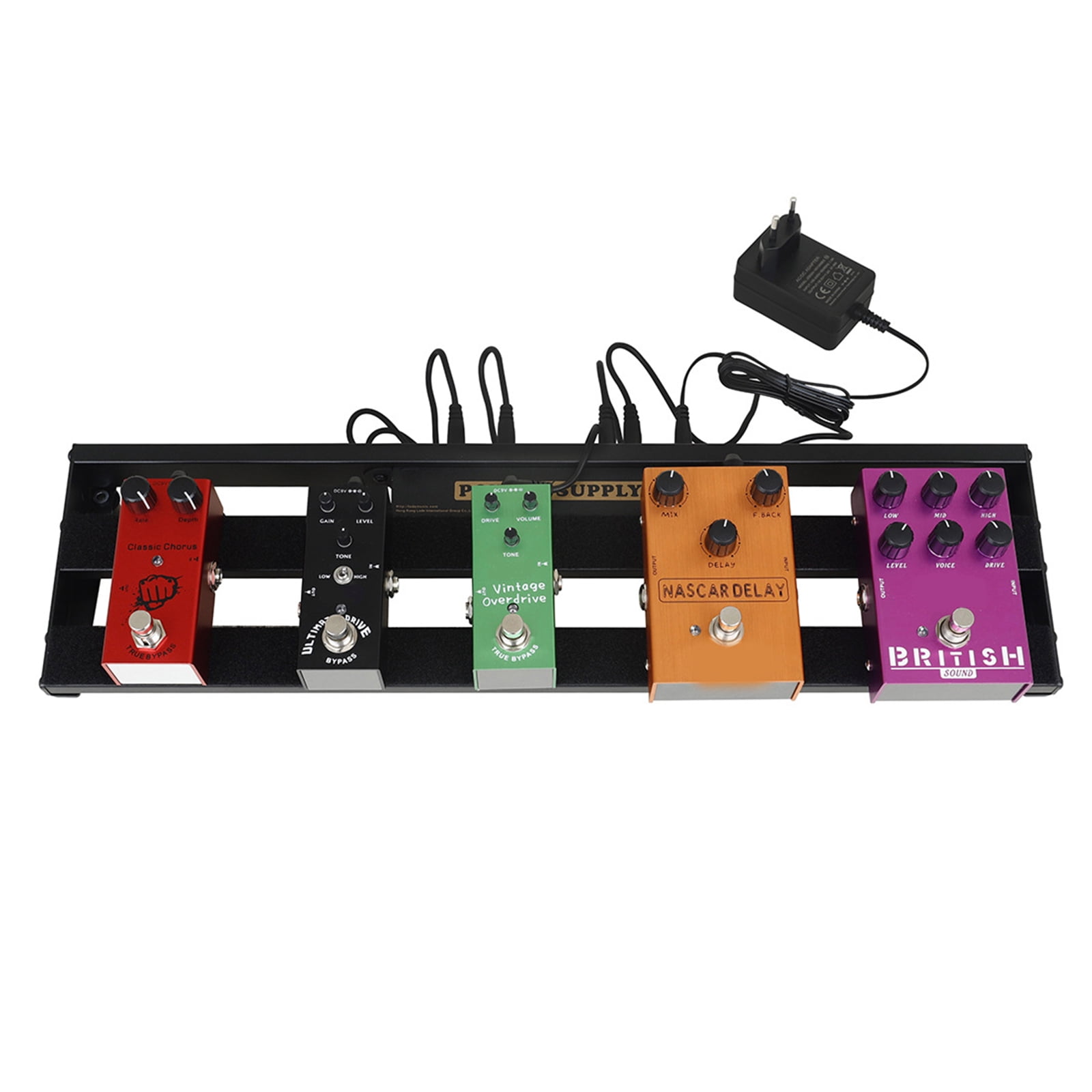 Aluminium Alloy Black Guitar Effect Pedalboard with Bag, Pedal Cable Guitar Pedal Board Set with Built-in Power Supply