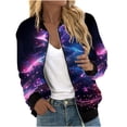 thumbnail image 2 of LOVZFMLL Vestes pour Femmes Chandail en Molleton Ample à Manches Longues avec Fermeture Éclair Veste de Baseball Tricotée Décontractée, 2 of 5