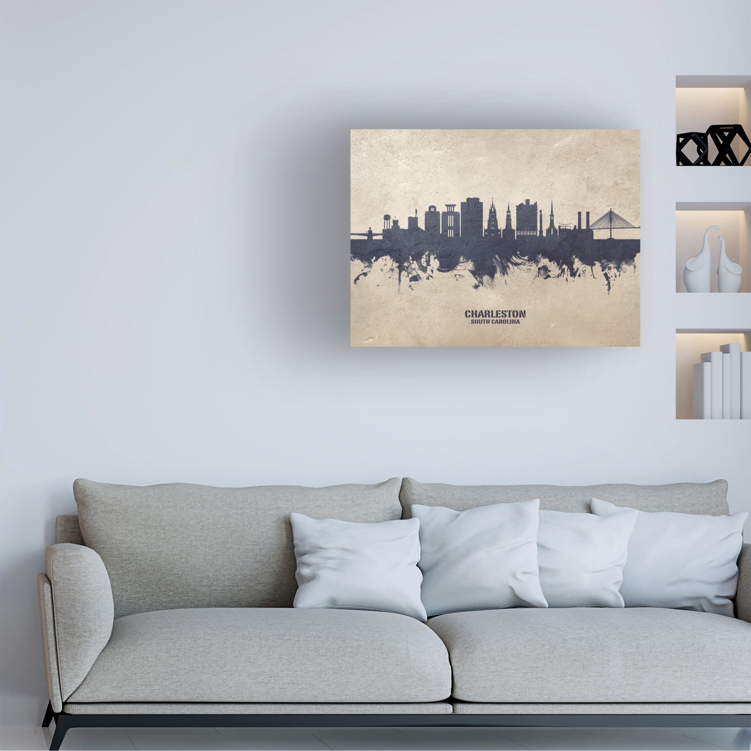 Michael Tompsett 'Charleston South Carolina Skyline Concrete' Canvas Art