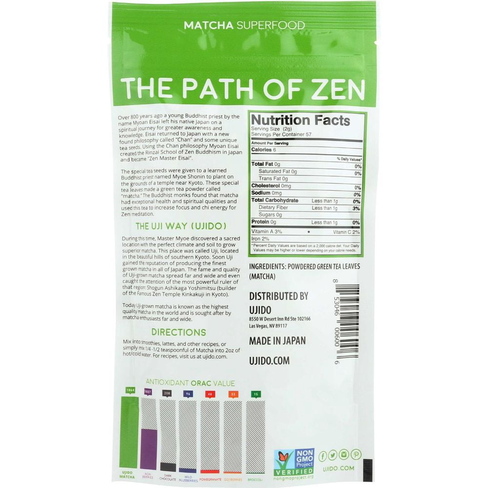 Ujido Matcha Green Tea Powder, 4 Ounce -- 8 per Case.