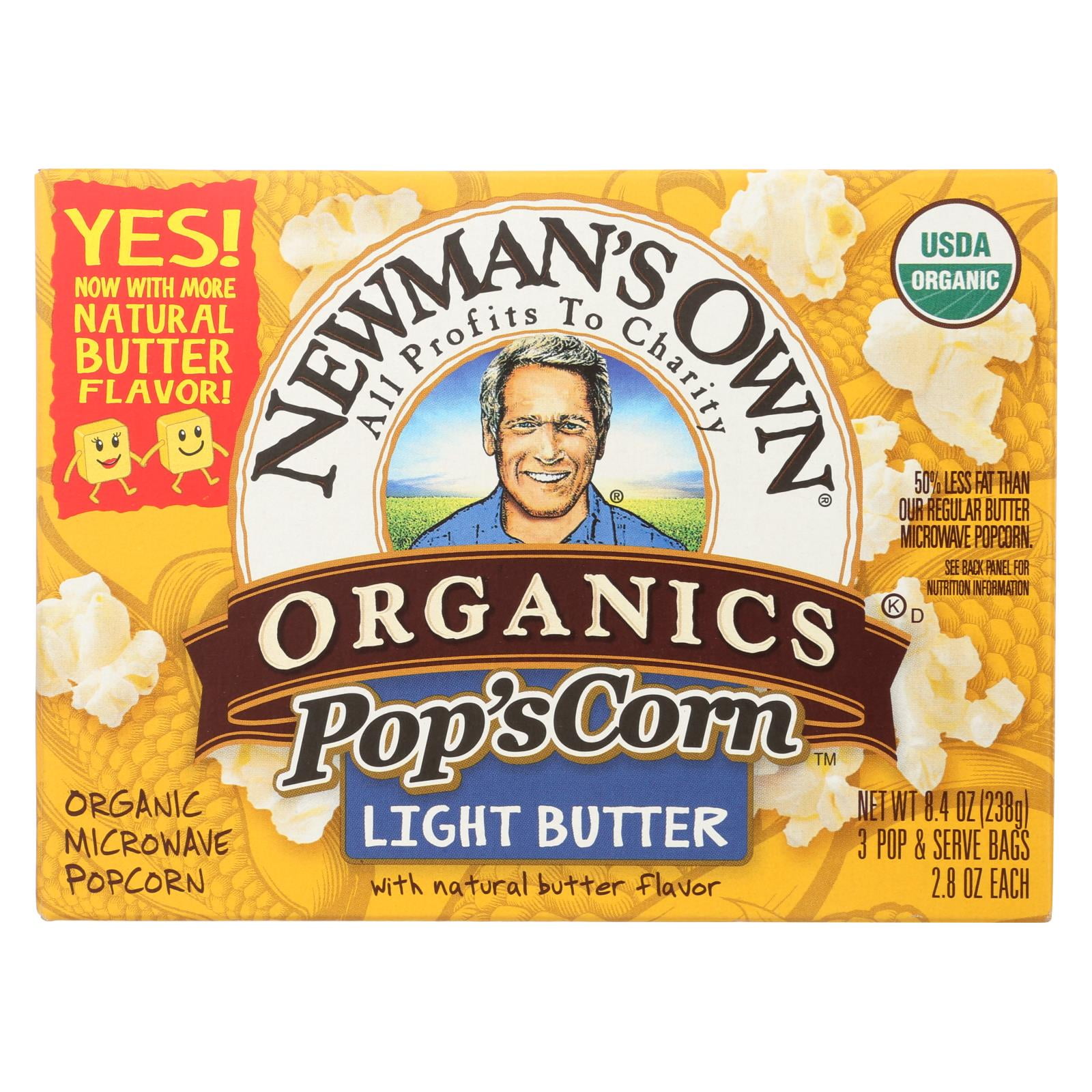 (Pack of 3)Newman's Own Organics Microwave Popcorn Light Butter 2.8