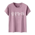 thumbnail image 3 of Tittly T Shirts for Women Spring Tops for Women Women's Floral Print 2D Round Neck T Shirt For Spring And Summer Fashion Soft And Casual Top Graphic Tees Tshirts Shirts Pink S, 3 of 3