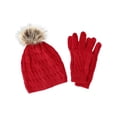 thumbnail image 1 of CTM® Bonnet en Tricot avec Pompon et Ensemble de Gants Assortis (Femmes), 1 of 1