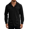 thumbnail image 2 of Lanyiu Men Quick-Dry Fishing Long Sleeve Shirt Button Up Hooded Sun Shirt With Pocket Casual Lightweight Shirt for Outdoor, 2 of 7