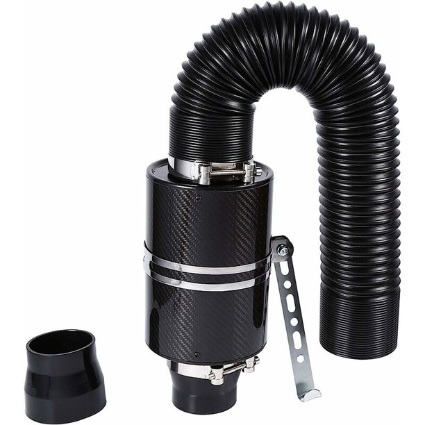 Kit de admisión de aire frío de fibra de carbono, sistema de admisión Filtro de aire deportivo Caja automática Filtro de aire Caucho Entrada de flujo Pantalones Tubería Filtro de aire frío Serie Caja de 3" Universal