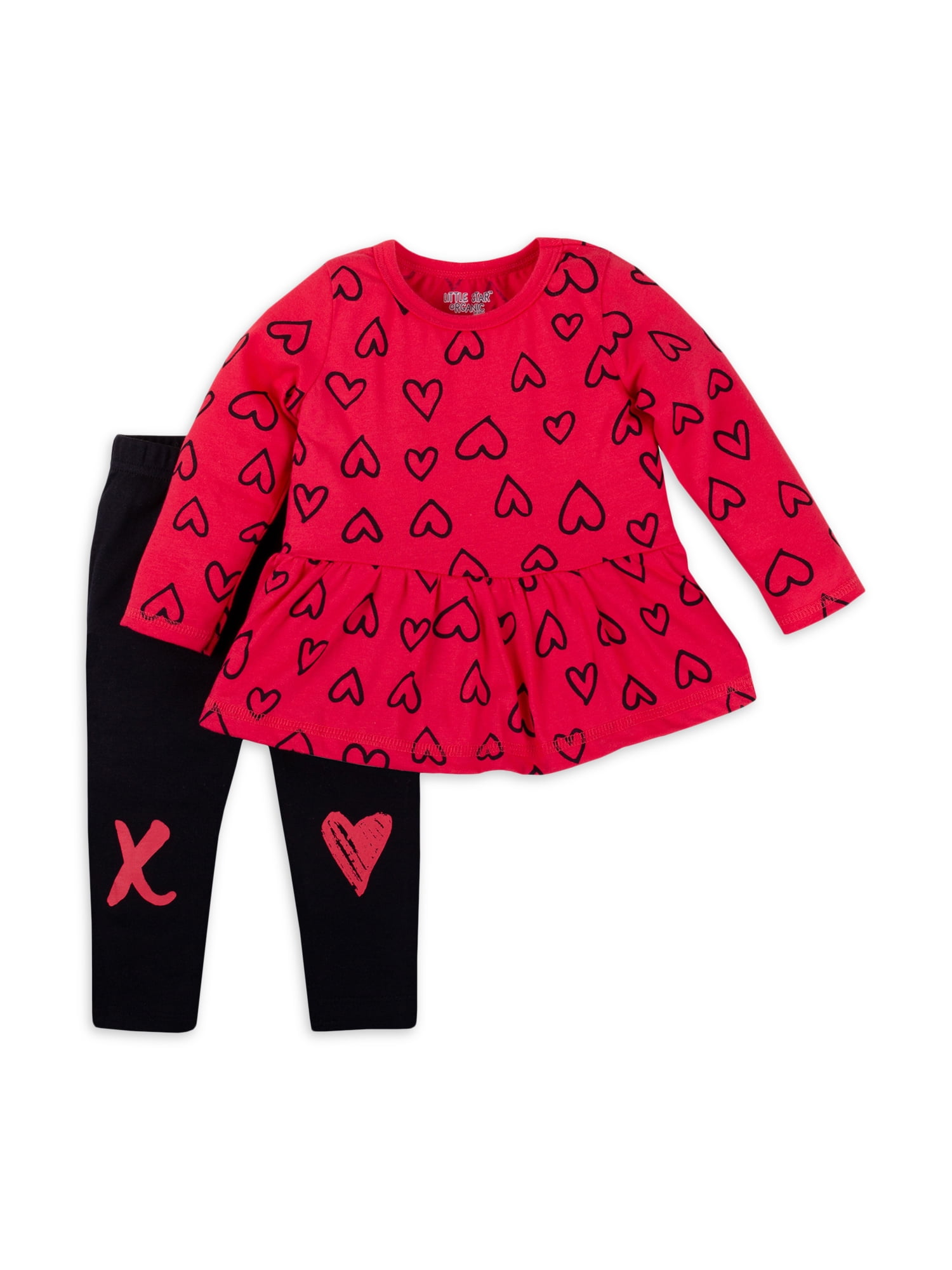 Little Star Baby & Toddler Girl Long Sleeve Peplum Shirt & Leggings Set, Size Newborn - 5T