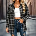 thumbnail image 3 of Tsivenald Womens Plaid Flannel Shirts Casual Roll up Long Sleeve Boyfriend Button Down Checkered Shirt, 3 of 7