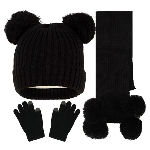 GXWEA Winter Hat And Gloves For Kids Gifts For 5 Year Old Girls Kids Winter Hat Gloves Scarf Set, Toddler Children Girls Boy Fleece Lined Pompom Beanie Hat Kint Neck Long Scarf Warm Mittens 1-7 Years