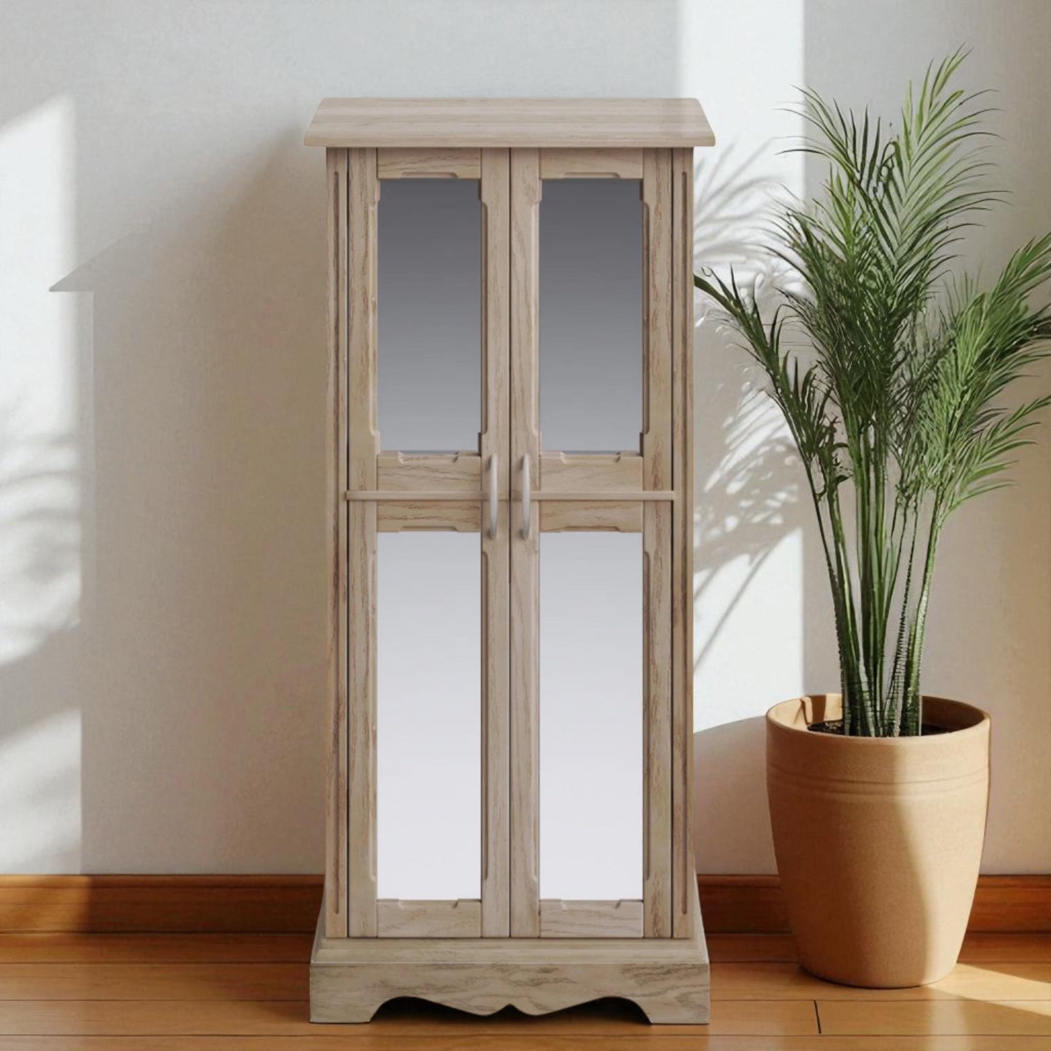 Hives & Honey Chelsea Standing Jewelry Armoire Cabinet, Jewelry Storage Organizer with Top Flip Mirror, 2 Doors, 7 Drawers, Jewelry Chest, Jewelry Box for Necklace, Earring, Bracelet, Taupe Mist
