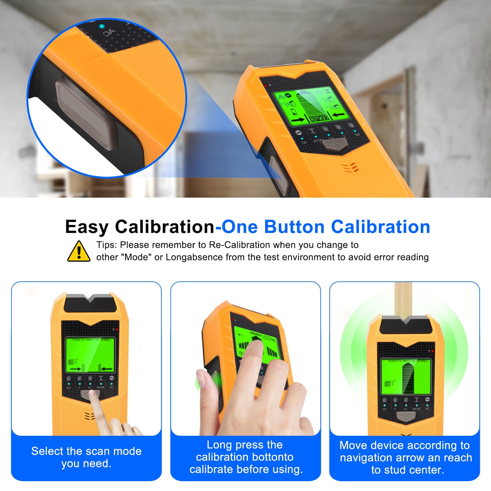 5 In 1 Stud Finder Advanced Sensor Technology, Backlight LCD, for Accurate Wood/Metal Detection Finder