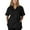 Black, variant on BYHONG Pocket Short Sleeve Women V-neck Men with Scrub Blouse Tops Women Suits Sets Pants Sets Dark Blue S