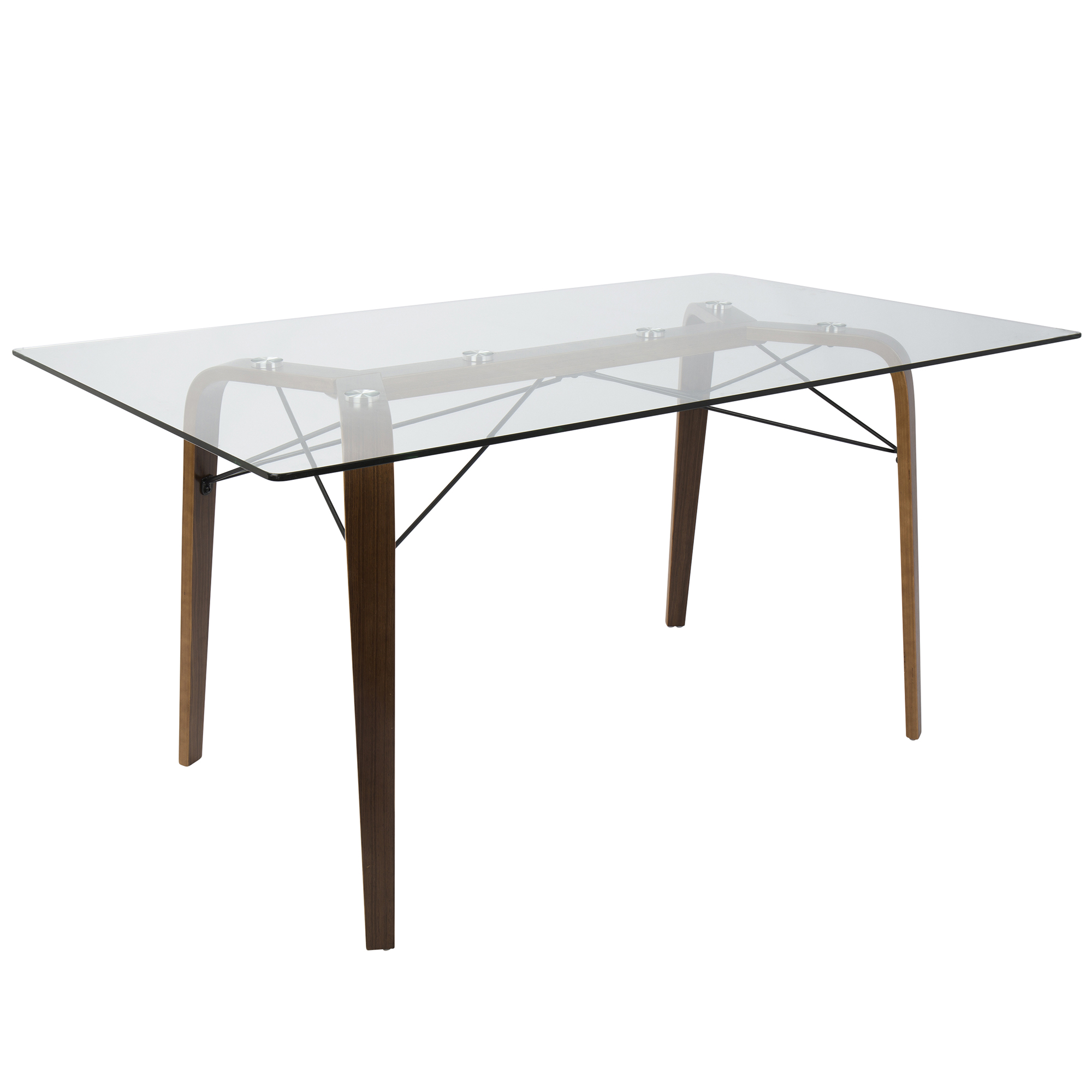 Trilogy Mid Century Modern Dining Table In Walnut And Clear Glass By Trilogy Mid Century Modern Dining Table In Walnut And Clear Glass By Lumisource Com