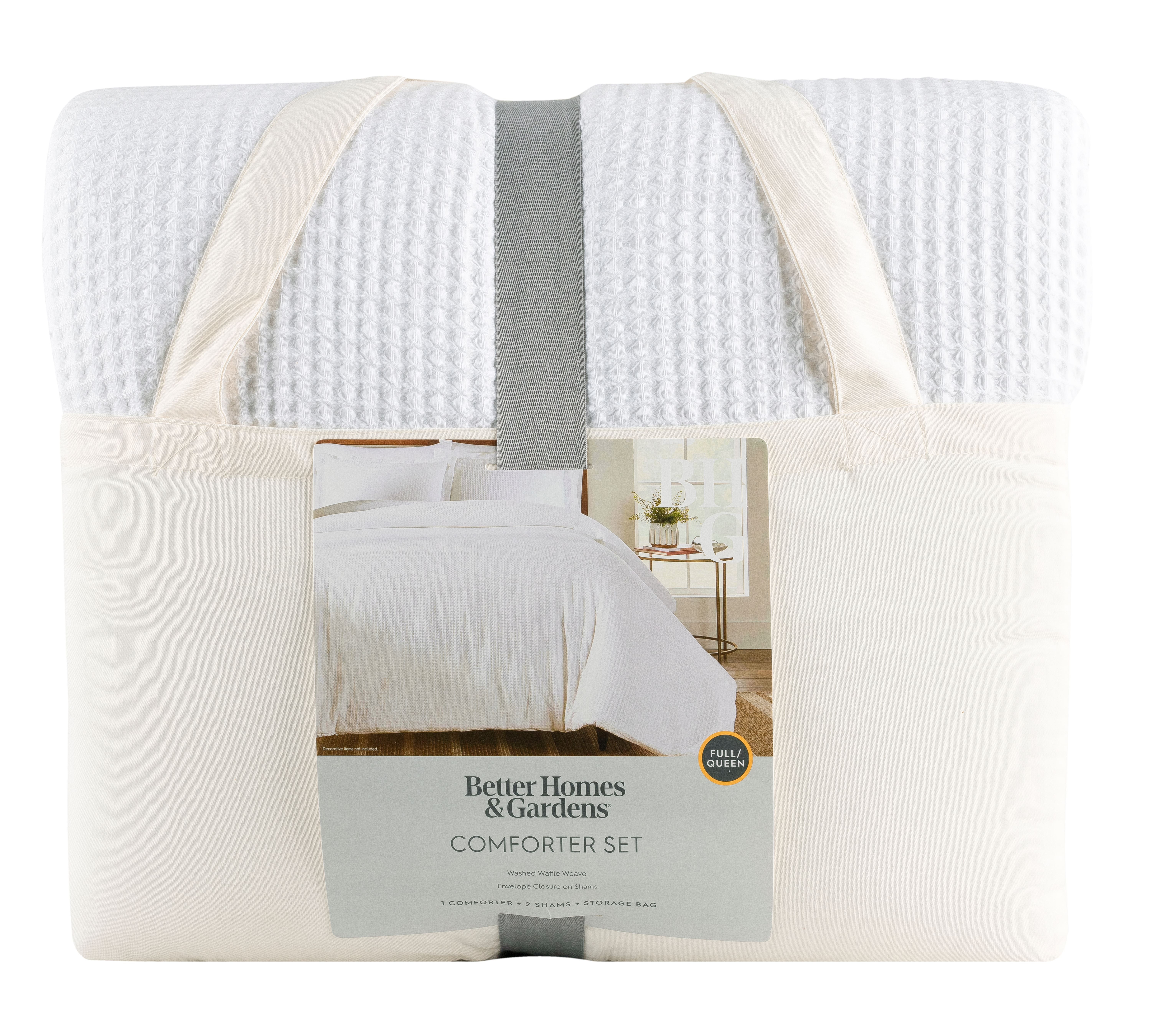 Better Homes & Gardens 3-Piece White Waffle Comforter Set, Adult Full/Queen