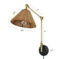 thumbnail image 3 of LEDET Gold Rattan Swing Arm Wall Lamp Adjustable Wall Mounted Sconce (Set of 2), 3 of 6