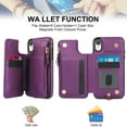 thumbnail image 5 of Wallet Case for Apple iPhone XR, with Crossbody Shoulder Strap & Hand Wrist Cards Holder Zipper Pocket Stand Feature Full Protective Shockpoof Phone Case for iPhone XR, Darkpurple, 5 of 7