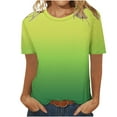 thumbnail image 4 of loopsun Summer Savings 2025! Plus Size Tops for Womens,Womens Summer Tops,Womens Fashion Print Tops Short Sleeve Out Blouse Round Neck T-Shirt Tops Green XXL, 4 of 5