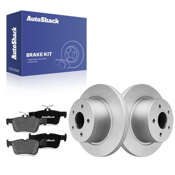 AutoShack Rear Solid Coated Brake Rotors   Premium Ceramic Pads 6-PC Brake Kit Replacement for 2013-2016 Ford Escape 2014-2018 Ford Transit Connect ArmorStop 11.02" (279.8 mm)