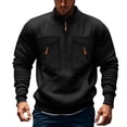 thumbnail image 2 of Men's Soild Color Quarter Zip Pullover, Mock Neck Fleece Sweatshirt with Zipper Chest Pocket, Casual Long Sleeve Lightweight Slim Fit Sweatshirt for Fall Winter Black XL, 2 of 9