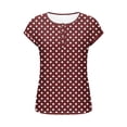 thumbnail image 4 of yillto Womens Short Sleeve Tops Summer Printed Crewneck Buttons Pullover Shirts Casual Dressy Tunic Blouses, 4 of 7