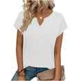 thumbnail image 5 of Horkkom T Shirts for Women Solid Color V Neck Short Sleeve Shirts Casual Loose Summer Tops XXL, 5 of 7