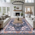 thumbnail image 3 of 5'x8' Area Rugs, Orange Blue Boho Indoor Outdoor Area Rug for Living Room Bedroom, Ethnic Geometric Middle Century Art Washable Bathroom Rugs Kitchen Floor Carpet Mats Home Decor Aesthetic, 3 of 8
