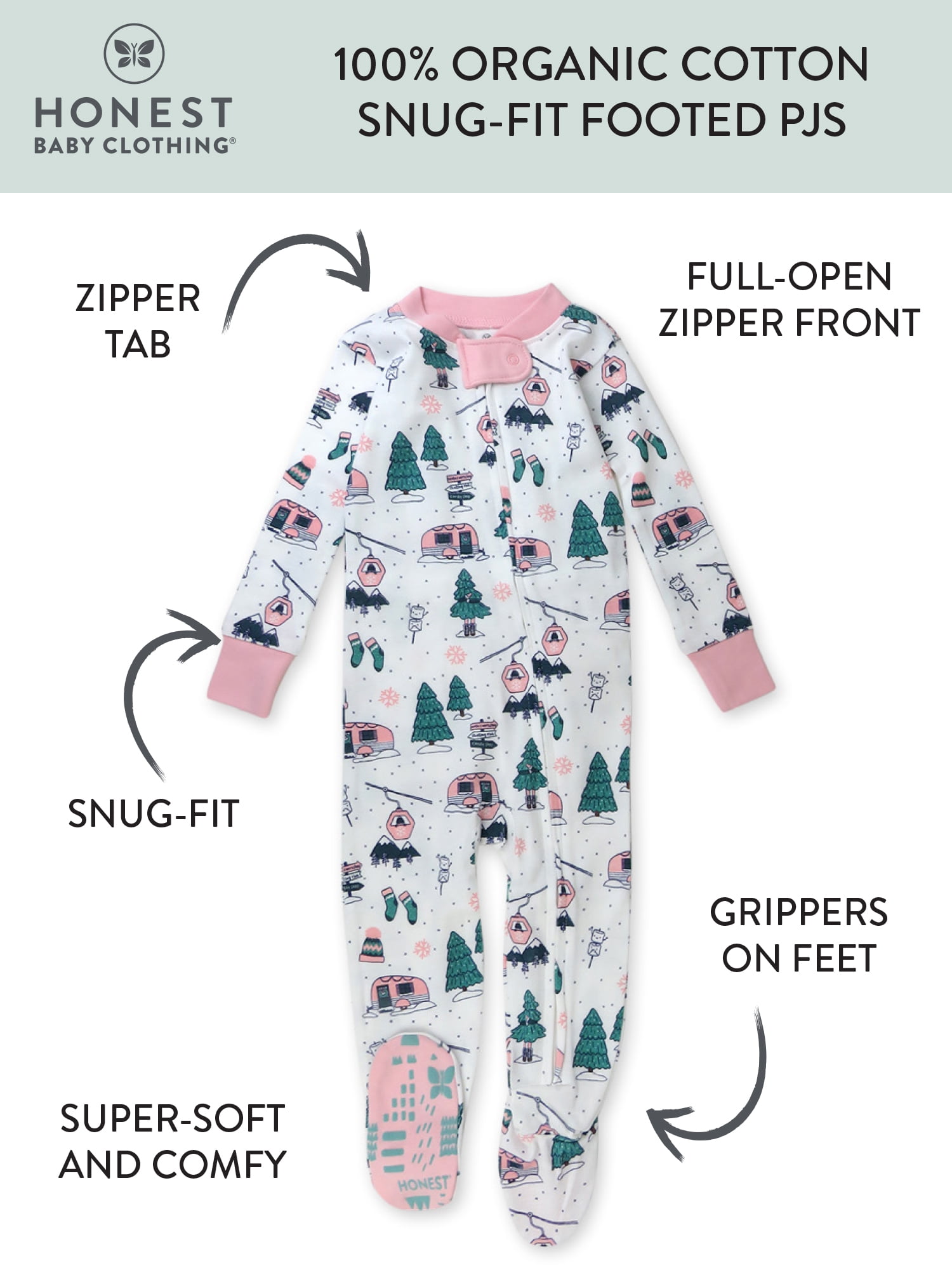 Baby footed pajamas with grippers sale