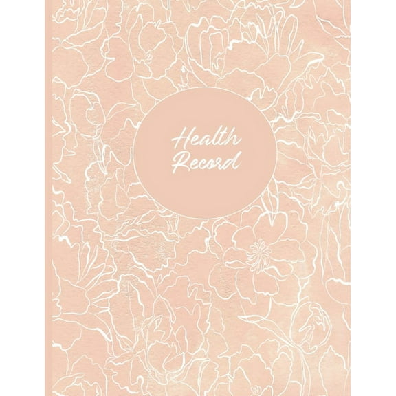 Health Record: Daily Home Monitoring of Blood Pressure, Glucose, and Heart Rate, Large Floral Cover, (Paperback)